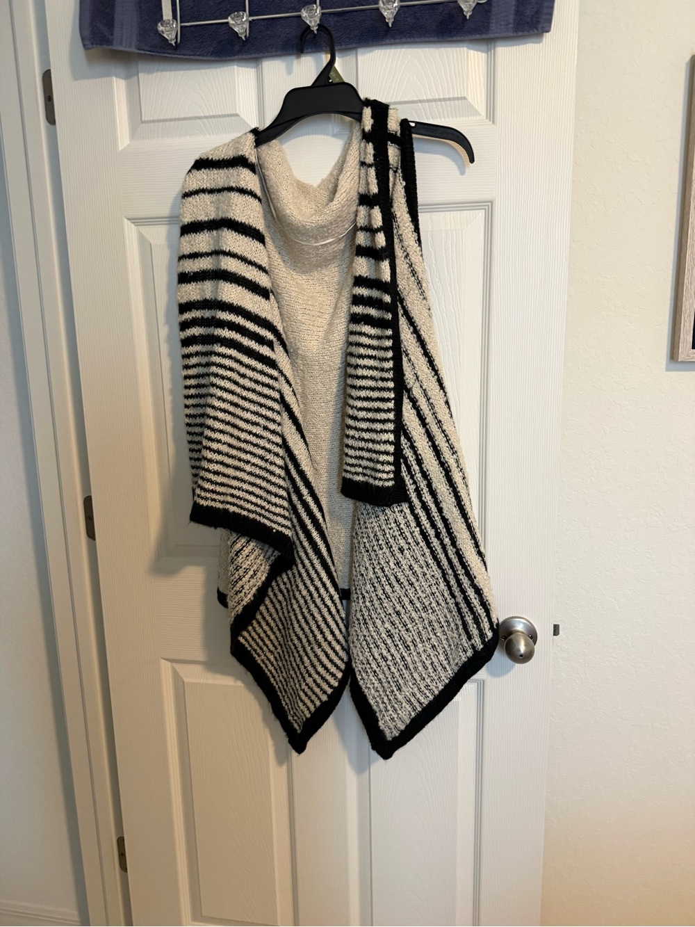 a.n.a Black & White Striped Knit Poncho Wrap